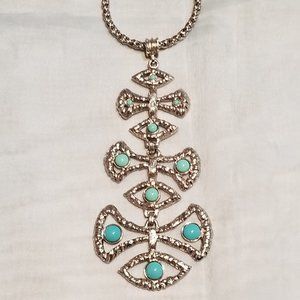 Faux Silver and Turquoise Native Necklace (Costume)